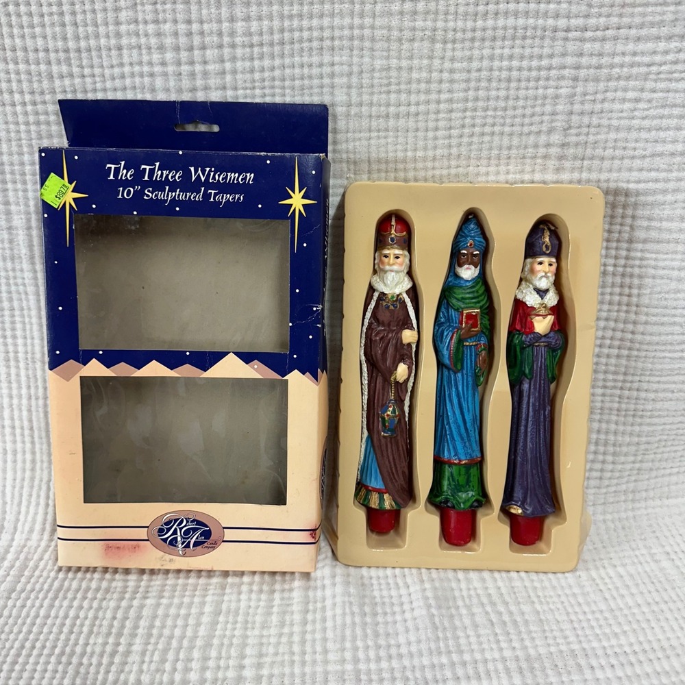 Robert Alan Candle Company Vintage 3 Wise Men 10" Sculptured Taper Candles NIB